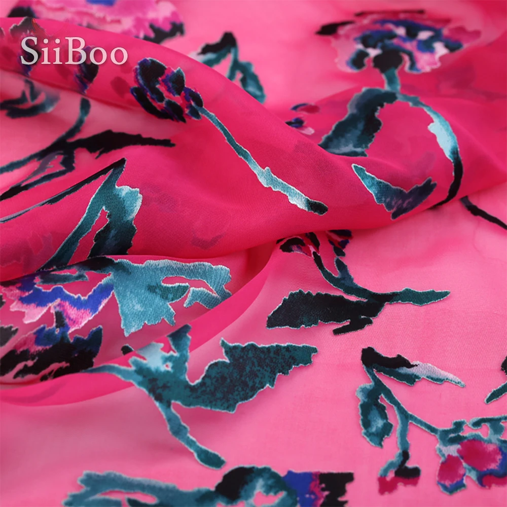 Европейский цветочный принт светильник тонкая натуральная шелковая ткань для