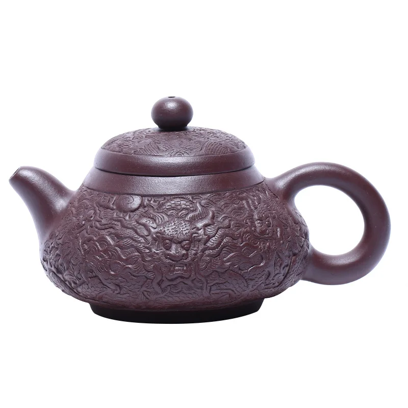 

Yixing purple clay teapot original ore purple clay famous all handmade dragon pattern jade milk bubble teapot and tea set goods