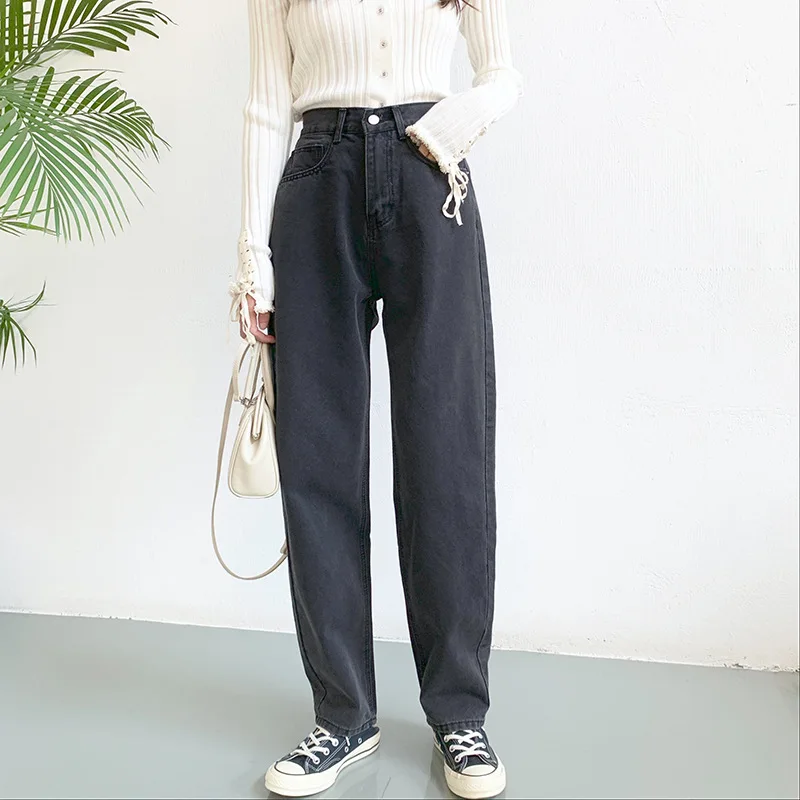 

Mom Jeans Straight Pants Washed Loose High Waist Plus Size Women Casual Boyfriends Cowboy Vintage Wide Leg Trousers 2021 New
