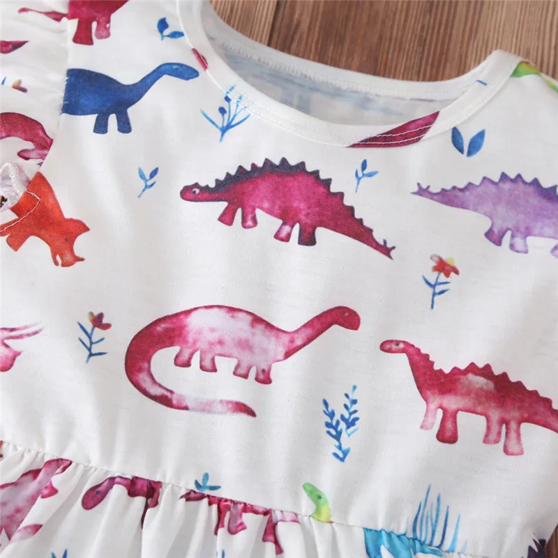 2020 Summer New Color Dinosaur Girls Dress Baby Girl Princess Dresses 2-6 Age Chlidren's Clothes Kids Party Costume Ball Gown | Детская