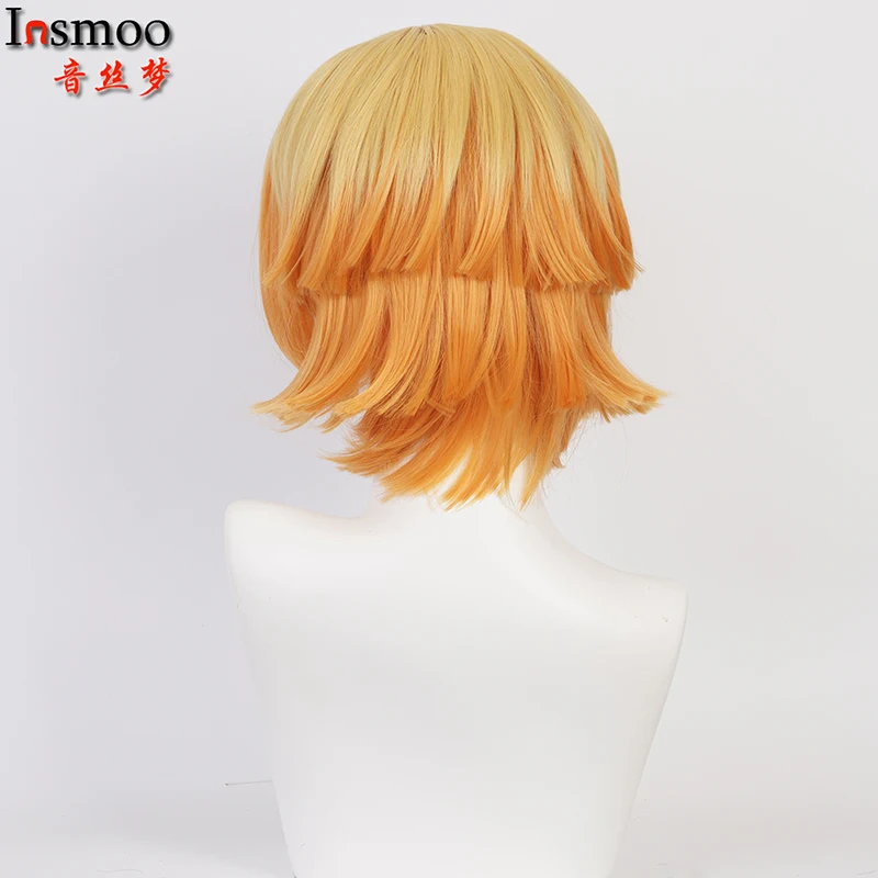 

Agatsuma Zenitsu Male's Wig Demon Slayer:Kimetsu no Yaiba Cosplay Costume Short Yellow Gradient Role Play Party Hair + wig cap