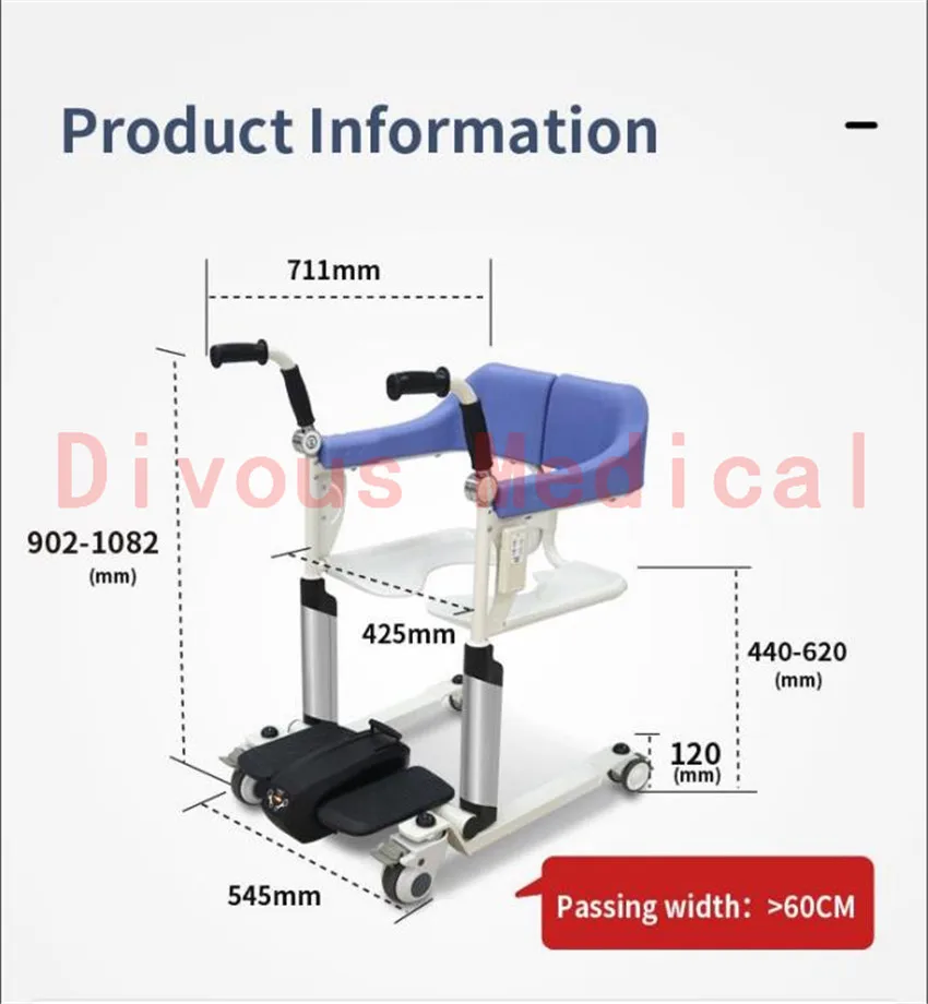 Вращающееся кресло для инвалидов с электрическим подъемником регулируемое