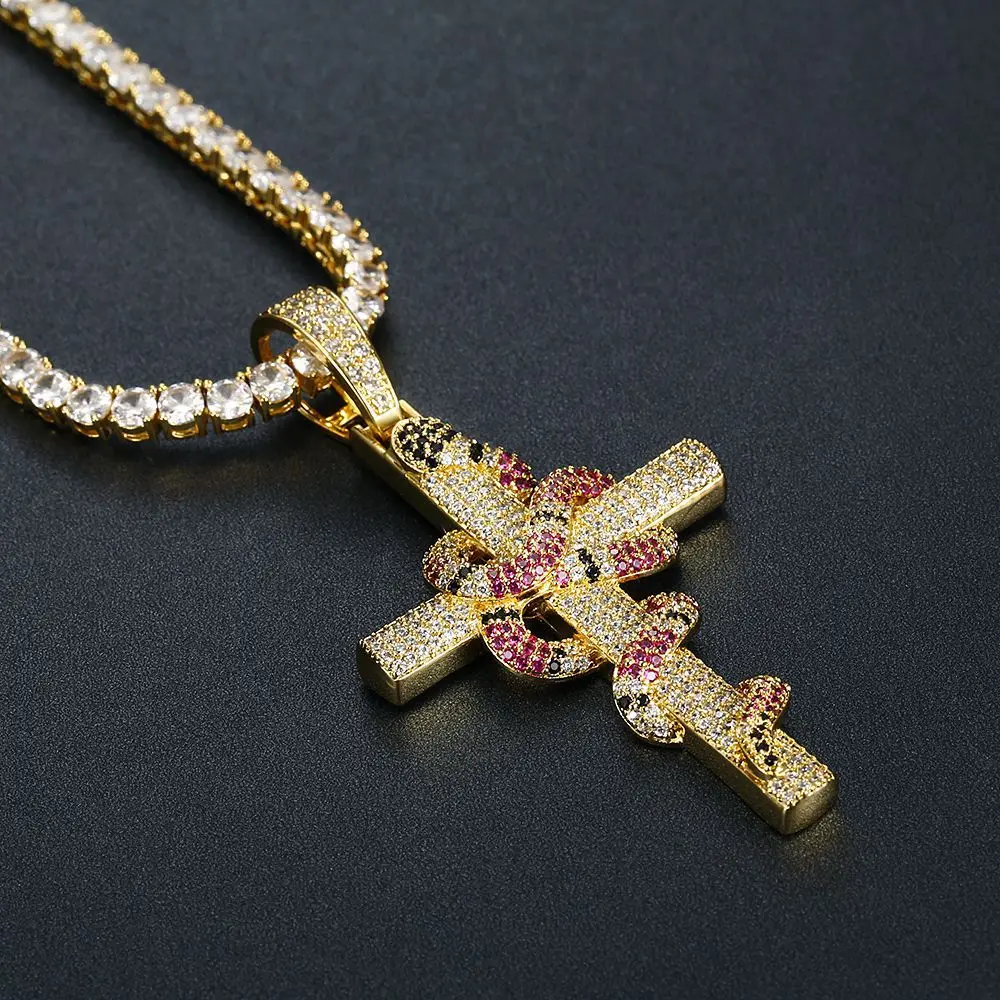 Ожерелье и подвеска в виде змеи с животными 4 мм цепь для тенниса золотого цвета