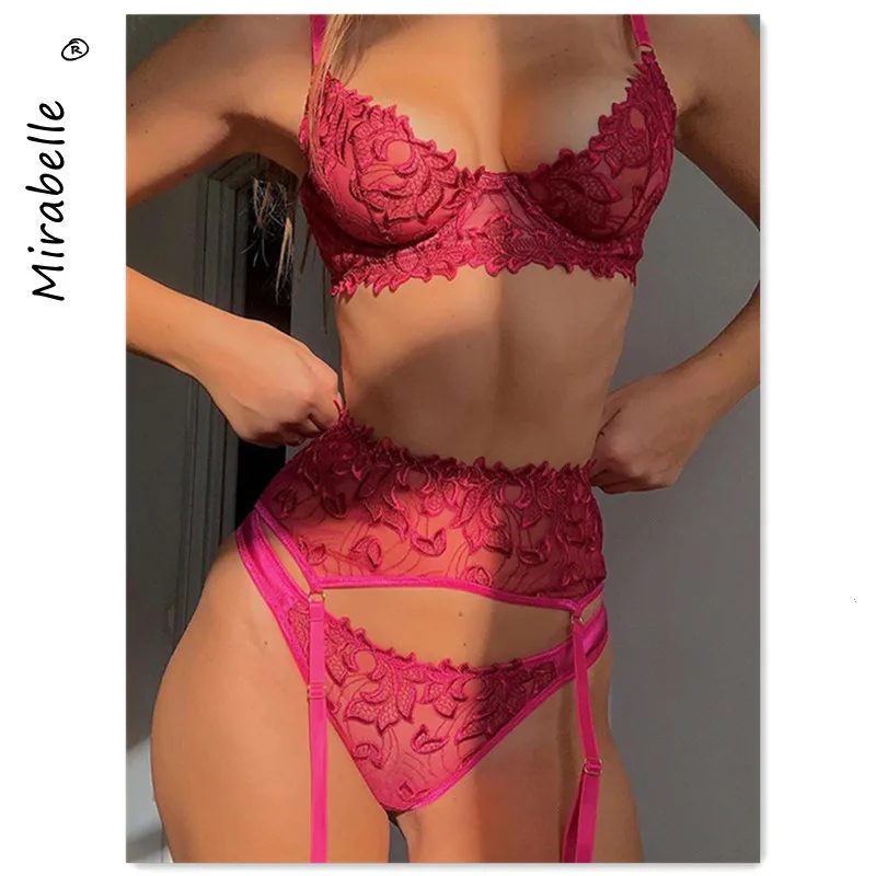 

MIRABELLE чувственное женское кружевное нижнее белье с вышивкой прозрачный комплект бюстгальтер пуш-ап трусики подвязки сексуальные интимные ...
