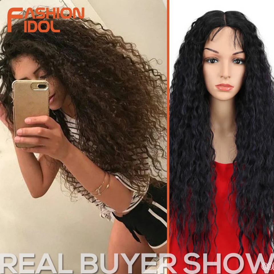 Мода IDOL Hair 28 дюймов мягкий длинный кудрявый I парик на кружеве для черных женщин синтетические волосы термостойкие парики для женщин
