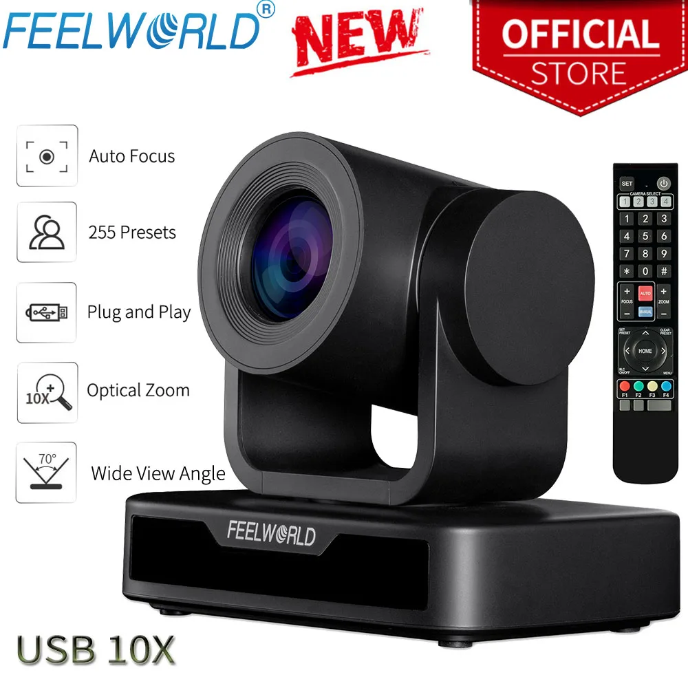 

FEELWORLD USB10X PTZ Video Conference Camera With 10X Optical Zoom USB 2.0 Full HD 1080P Live Streaming Support Skype MSN Lync