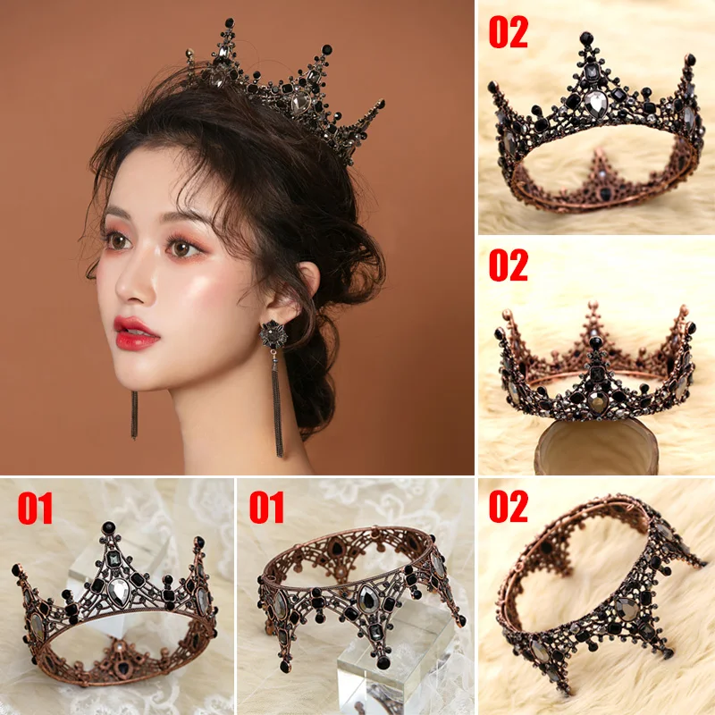 Женские свадебные короны в стиле барокко стразы черные аксессуары для волос