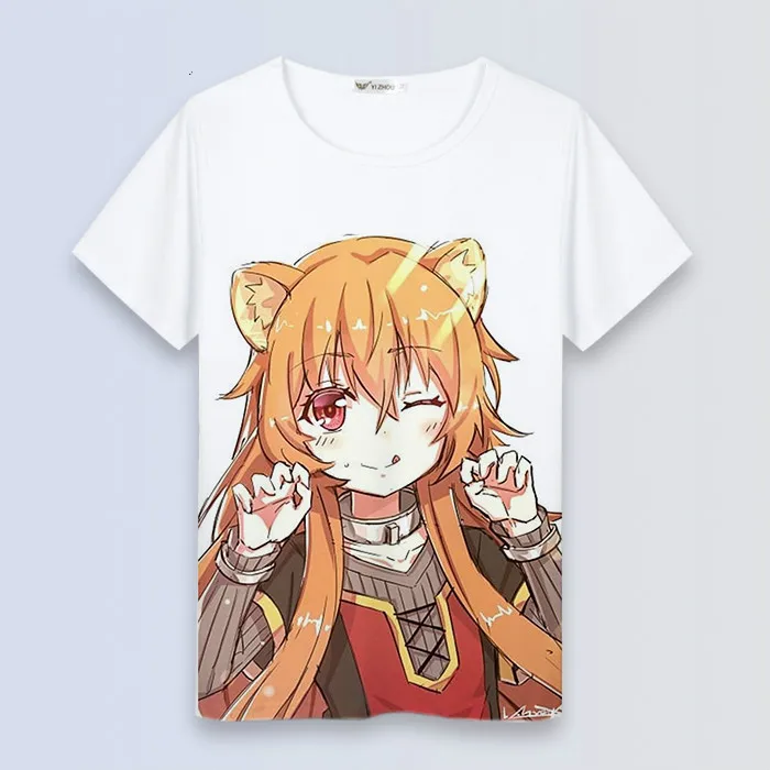 Футболка для косплея The Rising of the Shield Hero футболка Naofumi Iwatani Raphtalia летний топ костюм на