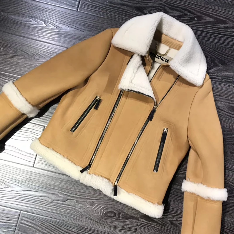Женская замшевая куртка из овечьей кожи меха ягненка овчины | одежда