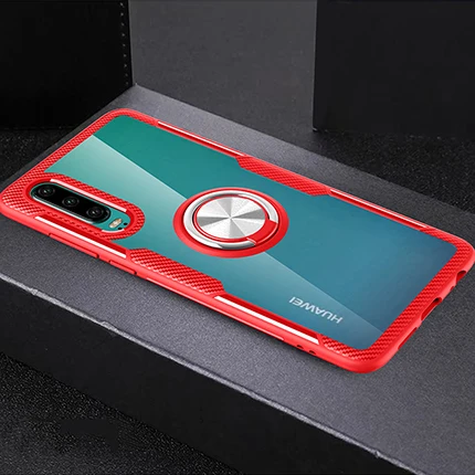 Красный Закаленные линзы чехол Kickstand чехол Невидимый палец кольцо крышка чехол для huawei P30 P30Pro Mate20 Mate20pro P20 P20Pro P20lite - Цвет: Красный