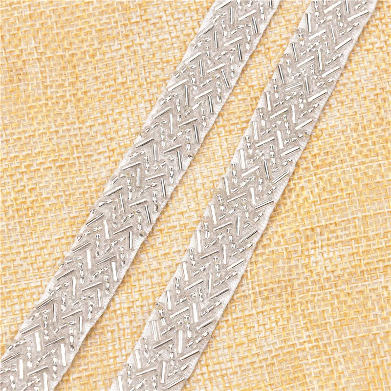 5 ярдов/лот кружевная ткань из стразов лентой отделка бисером 1 см невесты