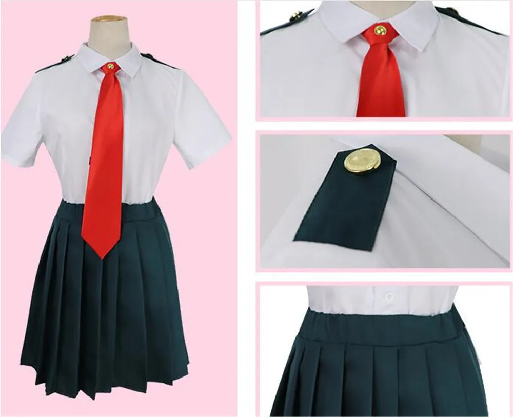 Boku no Hero Academy My Hero Academy Ochako Uraraka Tsuyu Asui Летняя униформа платье Косплей Костюм Полный комплект A1017