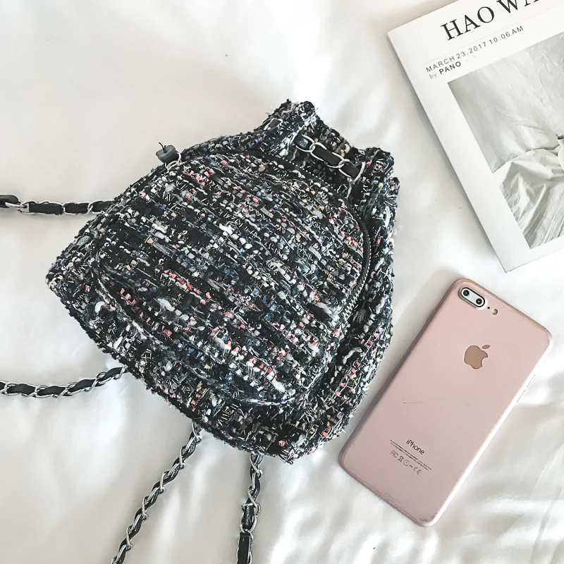 WEIXIER женский рюкзак кошелек женские шерстяные рюкзаки с цепочками для