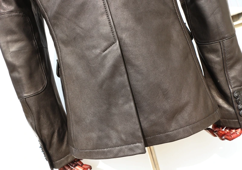 

2020 men's litaly genuine smart casual slim fit goat skin Three buckles Leisure suit men leather jacket male