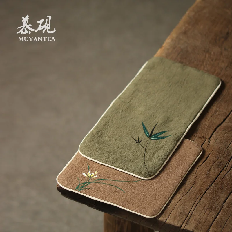 

thickened water absorption cleaning square pot tea cloth tea ceremony spare parts with tea clip and tea needle
