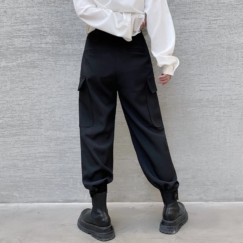 

M-XL!Spring and autumn big pocket personality tooling trousers, trendy men's loose wide-leg trousers, low crotch cross-pants.