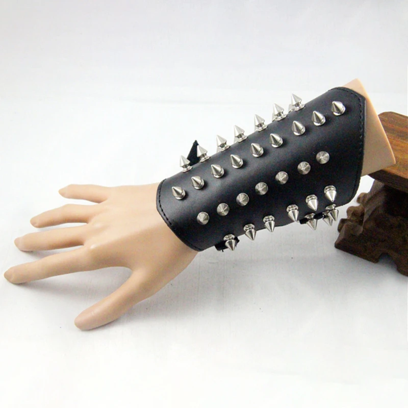 

Punk Gothic Rock Cuspidal Spikes Rivet Cone Stud Wide Pu Leather Cuff Bracelet Wristbands Charm Bangle Fashion Unisex Jewelry