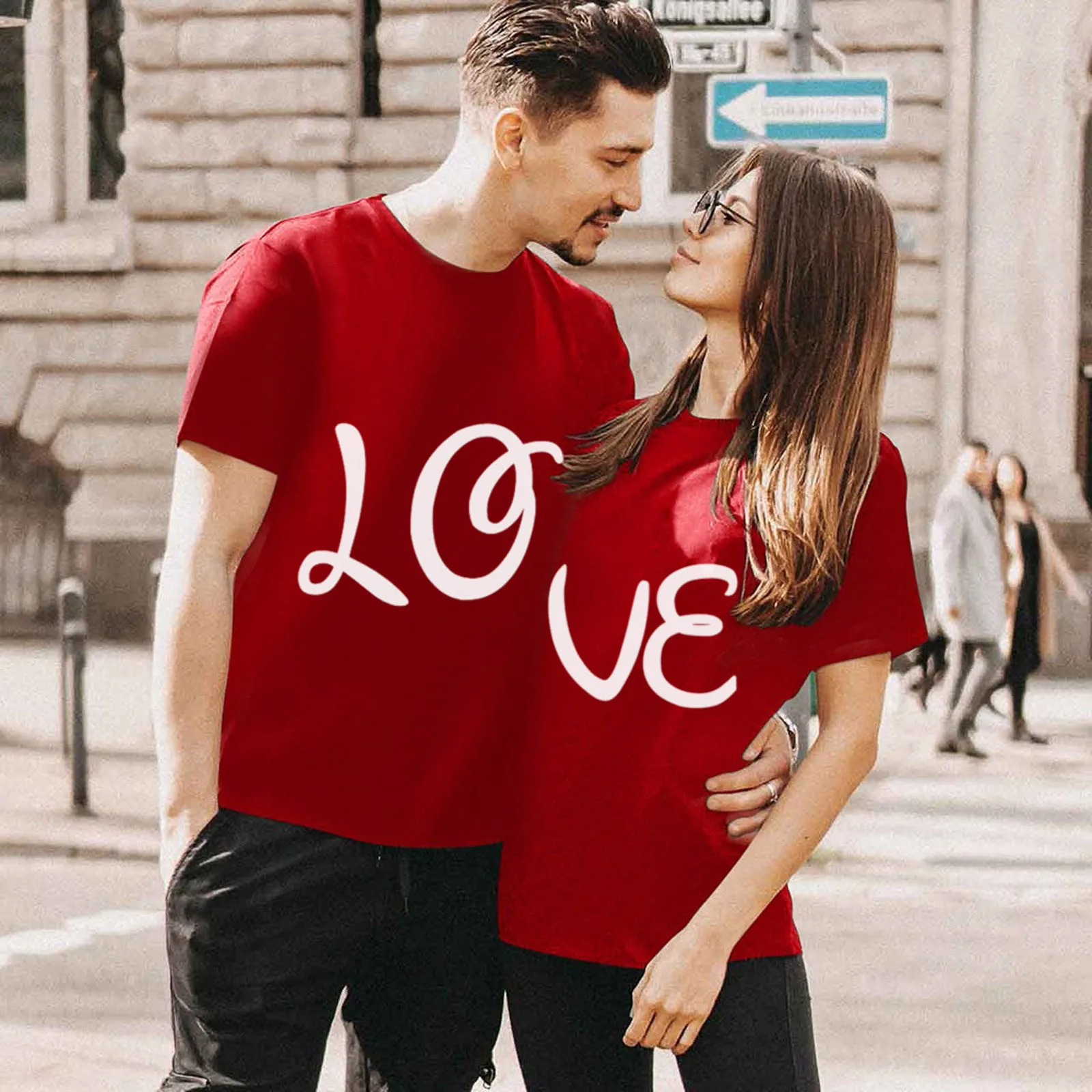 

Fashion Plus Size Tops Valentine's Day Letter Printed Short Sleeve Unisex Tops T-Shirt Harajuku Couple Tshirts Summer Clothing