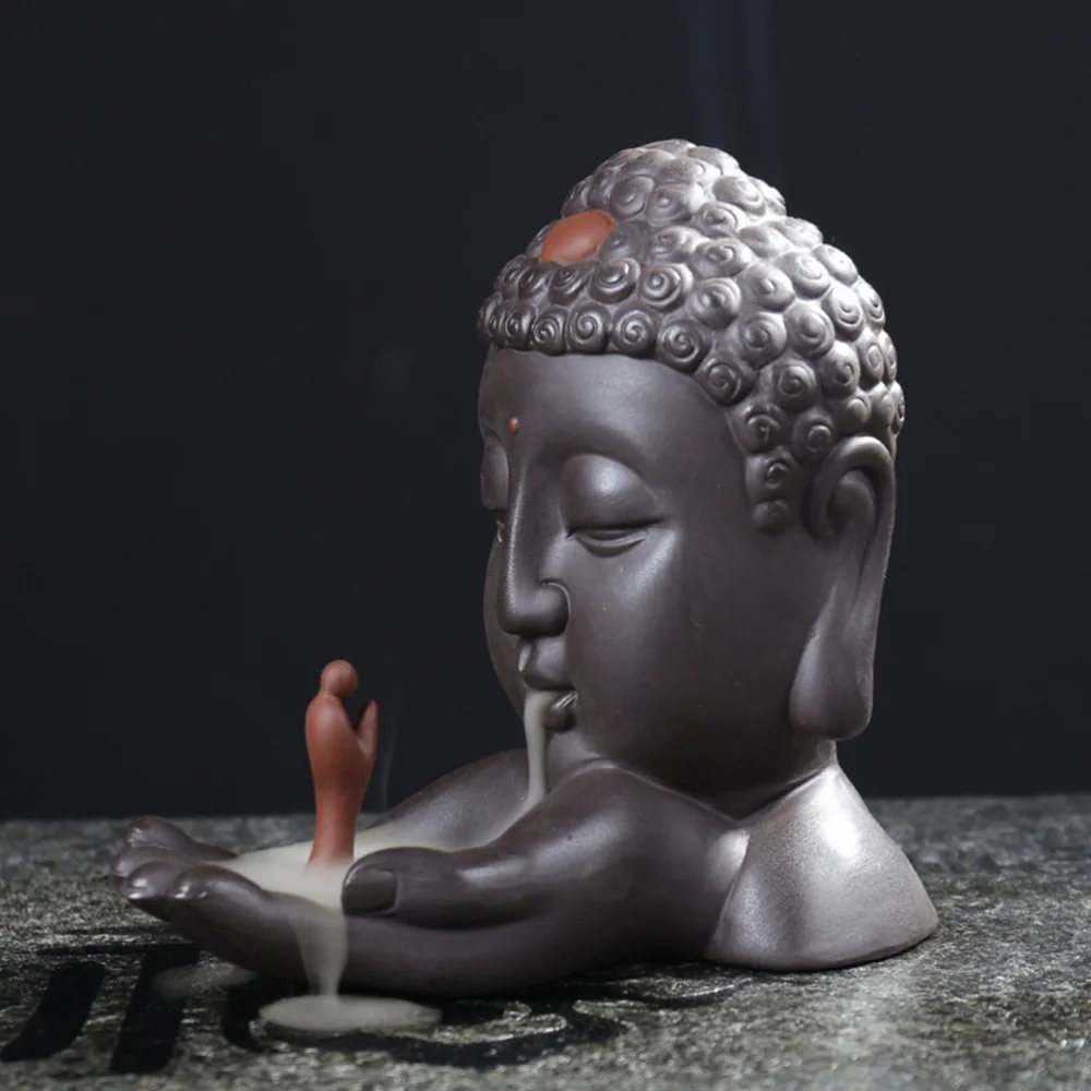 

1PC Backflow Incense Burner Ceramic Statue Aromatherapy Censer Decor for Home Office (Style 2)