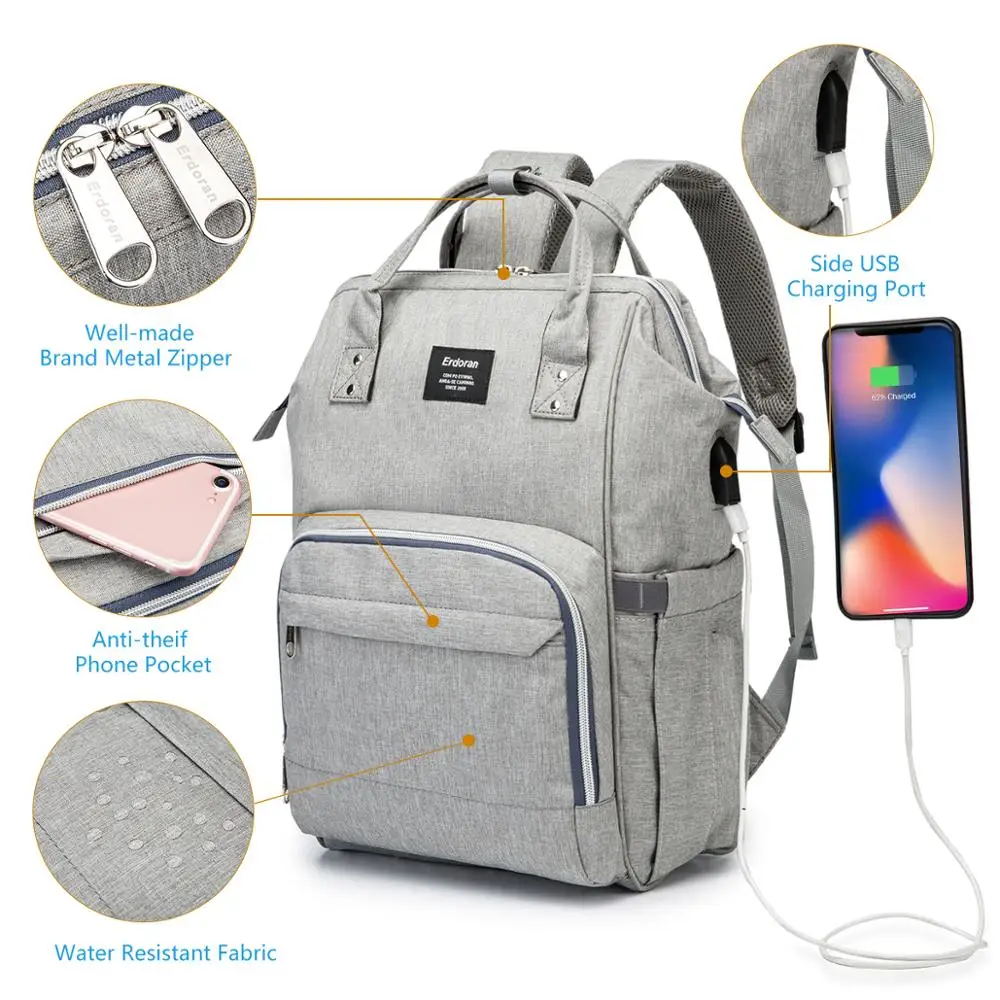 Большая вместительная сумка для подгузников рюкзак на молнии путешествий детей