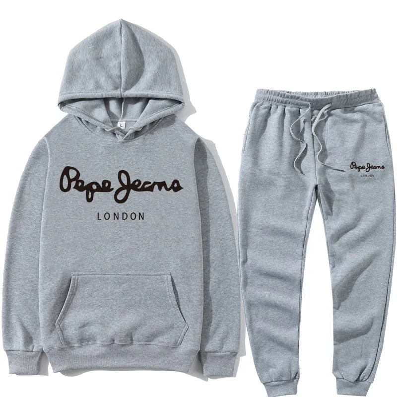 

Men Set Brand Pocket Hoodies+Pants Sets Tracksuit Men's Casual Slim Fit Sportswear Male Sweat Shirts Jogging Tracksuits Clothing