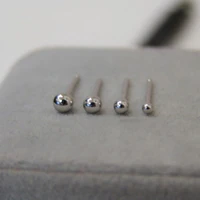 real 950 platinum earring width 1 8 3 5mmw mini sized round bead straight ear stick length 10mm for woman each