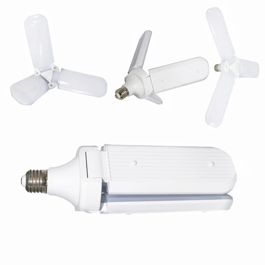 

E27 LED Bulb Foldable Fan Blade Bulb 96-265V 30W 45W 60W LED Lamp 2835SMD Super Bright White 6500K for Indoor Home Ceiling Light