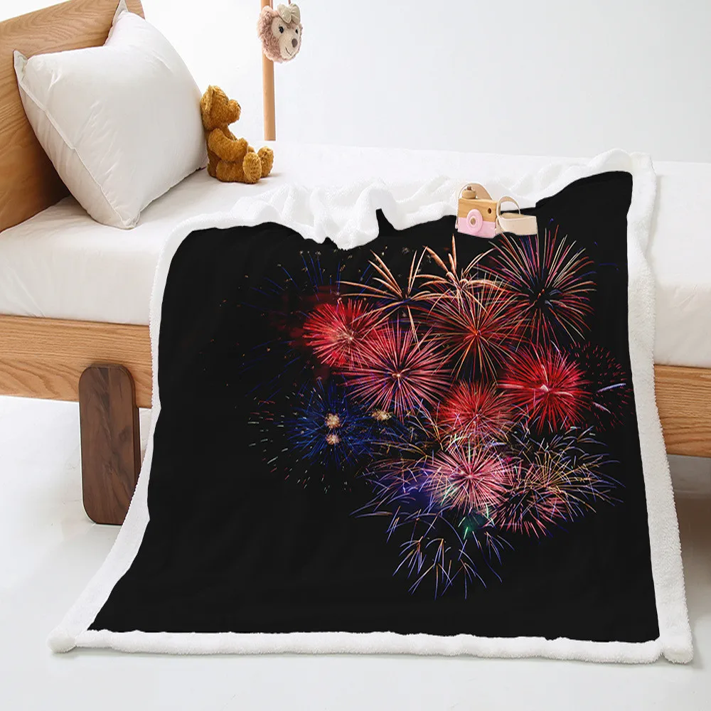 

Плед с изображением фейерверка, Ловец снов, шерпа, покрывало с 3d-пейзажем, фиолетовое коричневое плюшевое одеяло