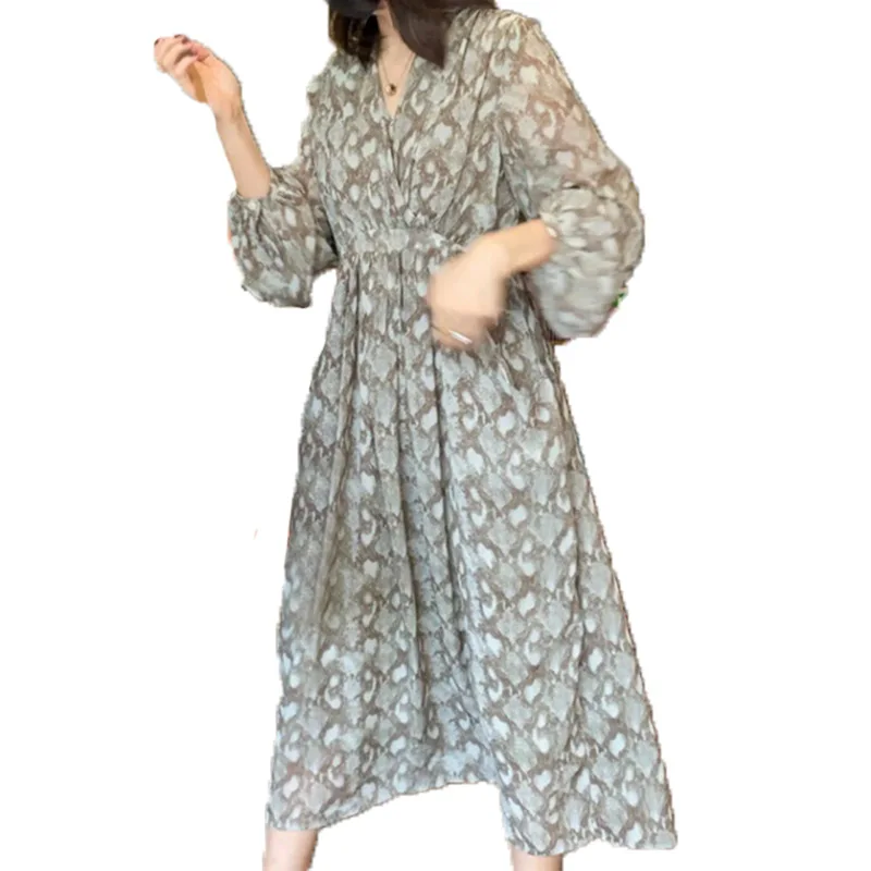 

Summer V neck High Waist Floral Print Beach Long Dresses 2021 Plus size Casual Loose Clothes For Woman