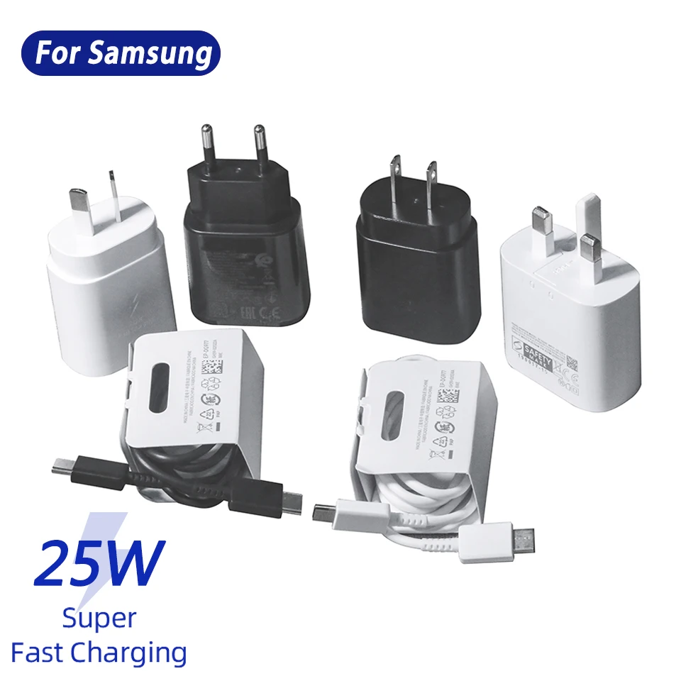 Для Samsung S21 ультра зарядное устройство PD 25W адаптер Type C для Galaxy M62 + S20 FE 5G телефон USB