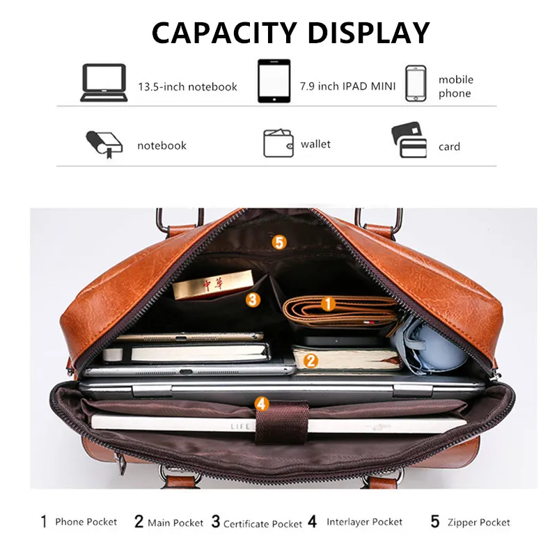 JEEP BULUO Briefcase Bags For Men Business Fashion Office Work Handbags Famous Brand New Design Men's Briefcase 14' Laptop Bag
