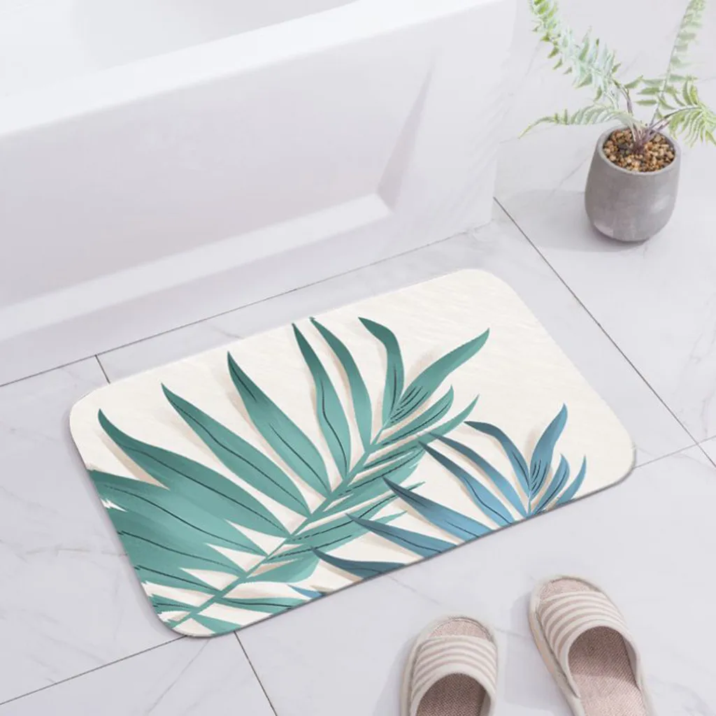 Коврик для ванной с принтом тропических растений фланелевый коврик нескользящий