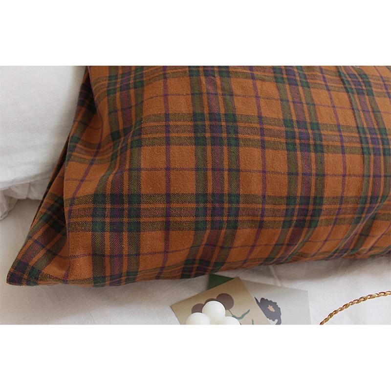 

Vintage Plaid Pillow Case Cotton Pillowcase Japan Korean Style Sleeping Pillow Cover Decorative for Hotel Home Dorm 48x74cm