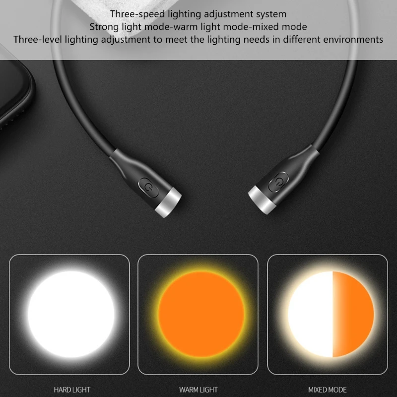 

E8BE U Shape Neck Hanging Pendant Lamp for Reading Hands-free Adjustable LED Light Night Light Flexible Book Indoor Lighting