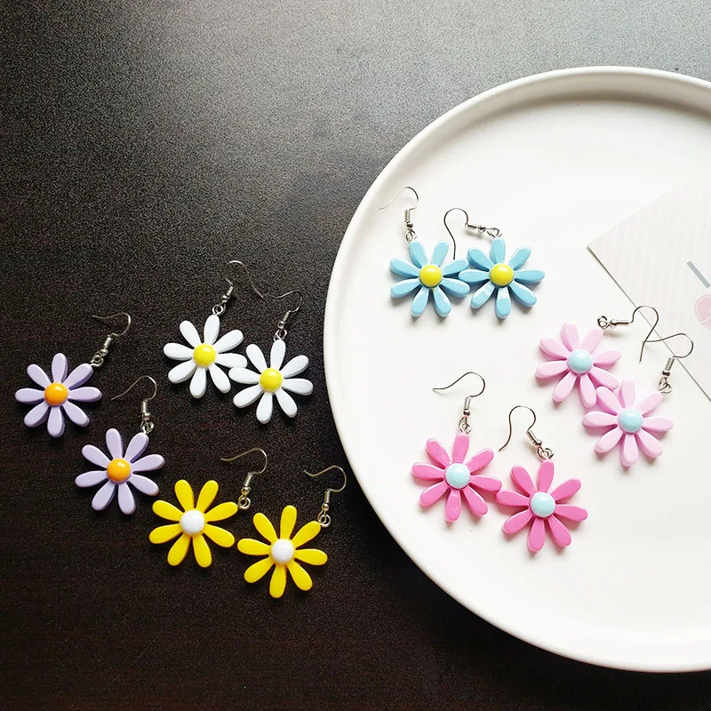 Милые цветные свежие милые минималистичные Цветочные креативные уличные серьги