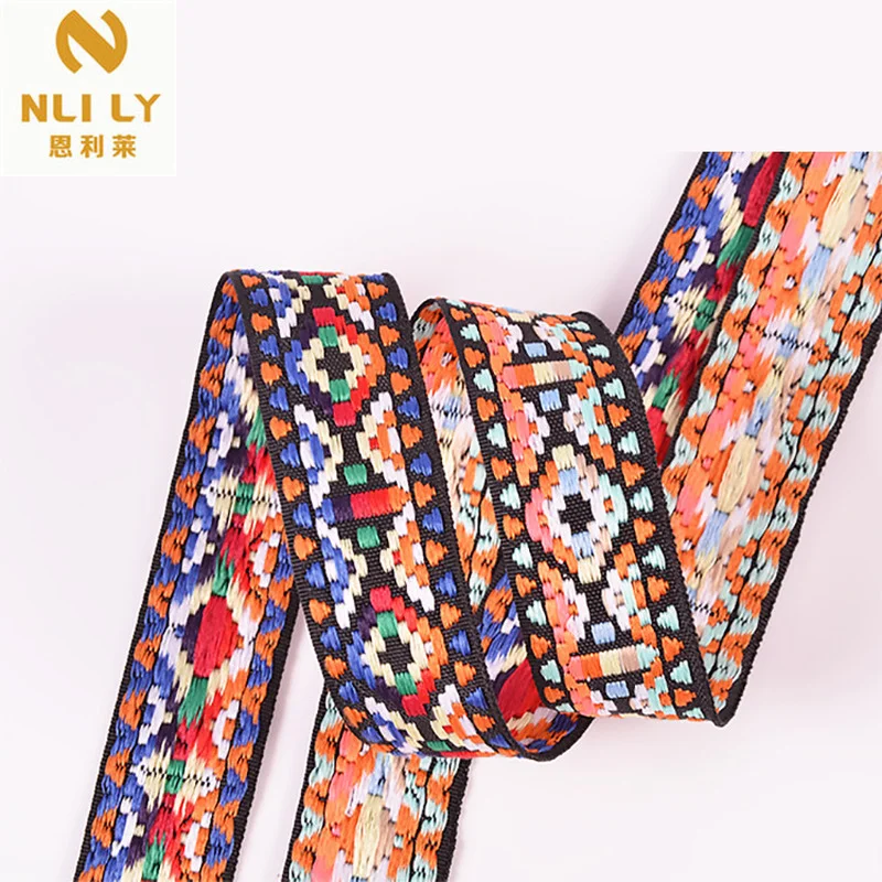 

50 Yards Jacquard Webbing, Two-color Woven Ethnic Style Decorative Ribbon, Colored Satin Ribbon