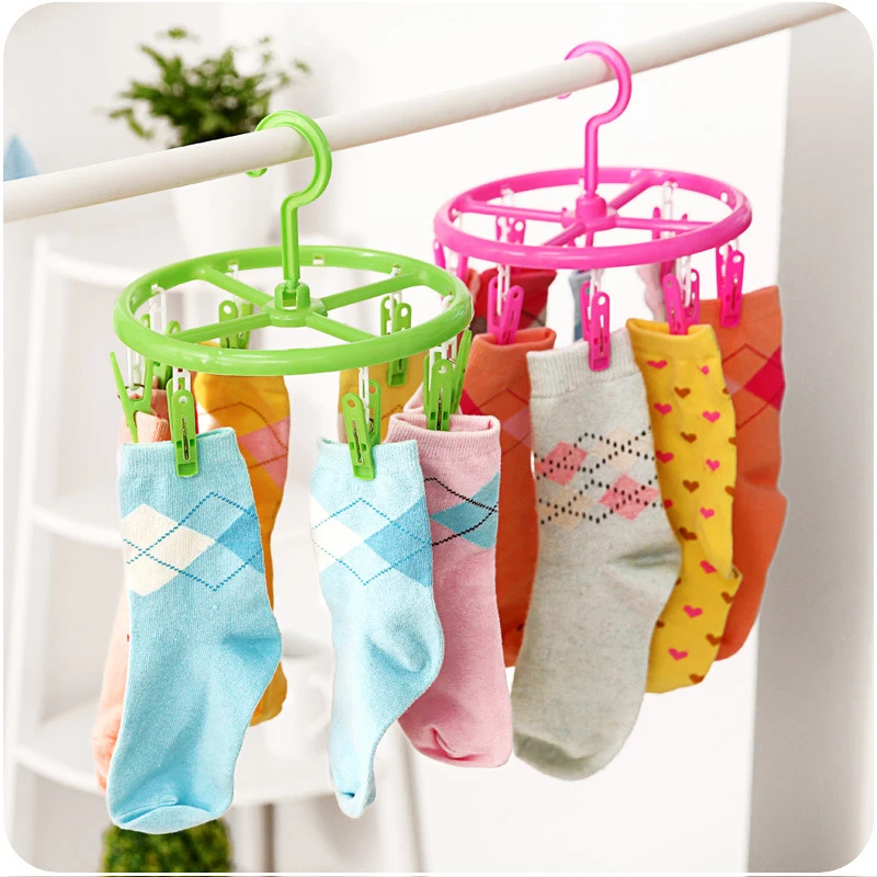 

2021 Windproof Plastic Multi-Clip Hanging For Underwear Drying Rack Modern Home Bathroom Children's Socks