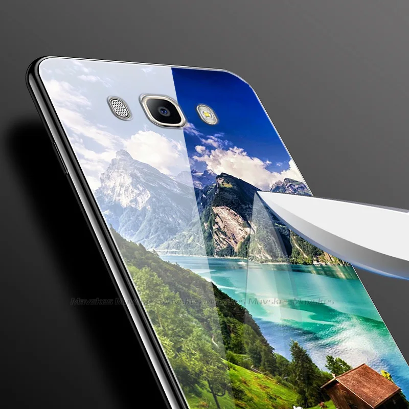 Чехол 5 дюйма для Samsung J7 2016 чехол со стеклянной задней крышкой Жесткий Galaxy