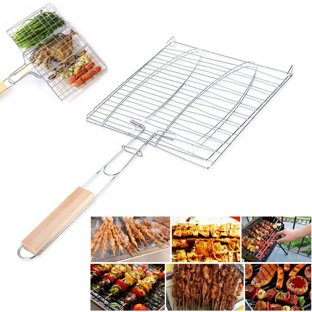 

Stainless Steel BBQ Grill Net Grilled Fish Clip BBQ Tools Kitchen BBQ Accessories Barbecue Supplies For Home Park Dropshipping