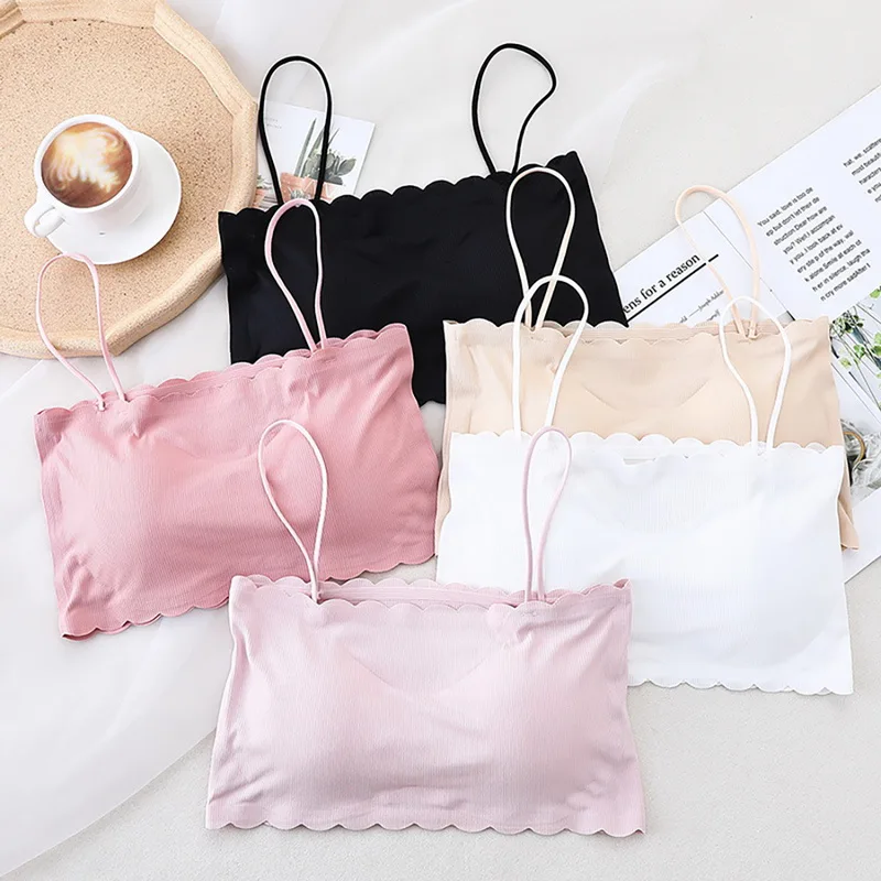 

Women Sling Tube Top Sexy Bra Top Breathable Chest Pad Wearing Underwear strapless blouse tube top bandeau top 2021