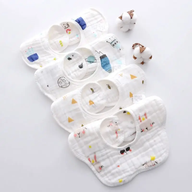 

Baby Bibs 360 Degree Rotation 8 Layers Gauze Muslin Baby Kids Bandana Burp Cloth Soft Newborn Infant Saliva Towel Baby Stuff