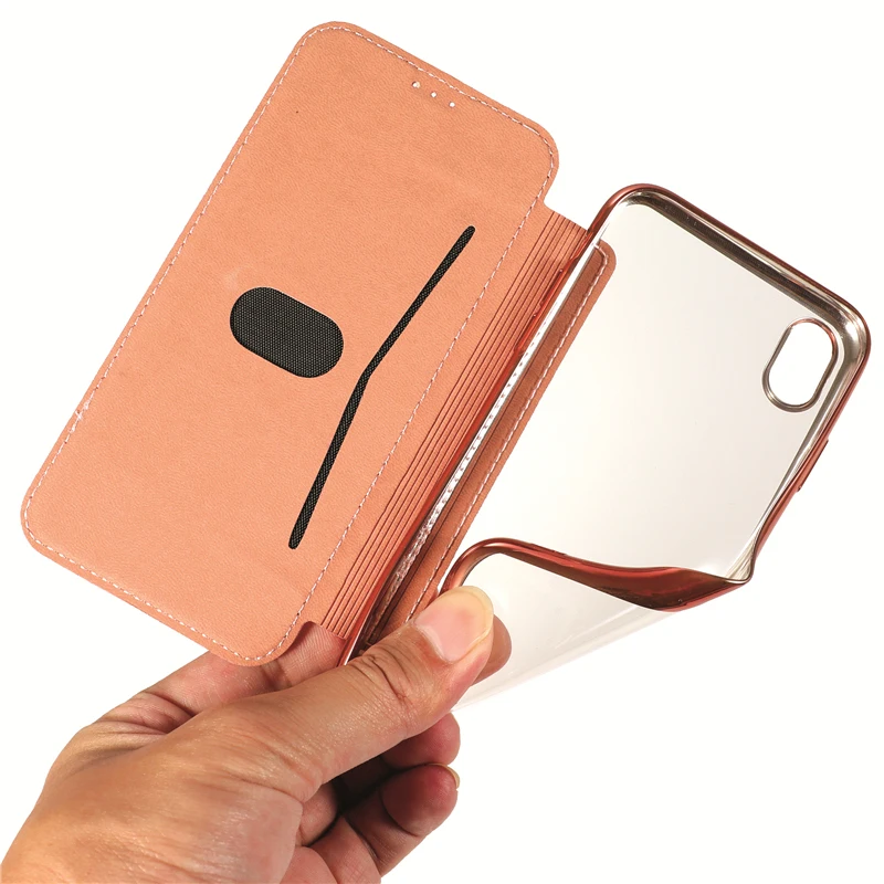 Шокопрочный флип-чехол для iPhone 7 8 6 6s плюс. Защитный чехол для XS Max XR TPU Leather Coque On.