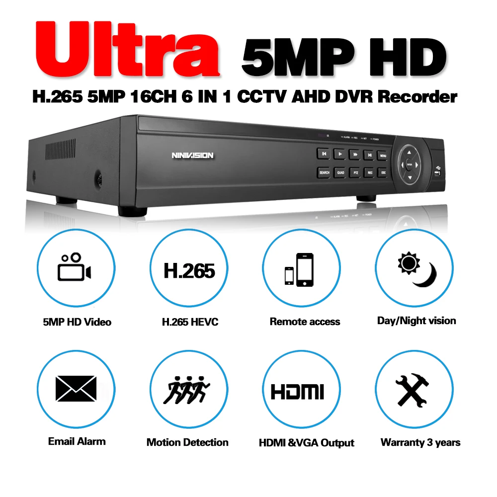 4CH/8CH/16CH AHD видеонаблюдения DVR H.264 5MP/4MP CVI TVI аналоговая ip камера A5 5MP 4.0MP Гибридный