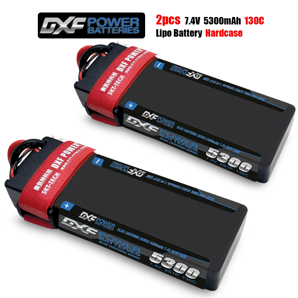 

DXF 5300mAh Lipo Battery 7.4V 130C-260C 2S LiPo RC Battery Deans XT60 EC5 for 1/8 RC Evader BX Car Truck Truggy Buggy