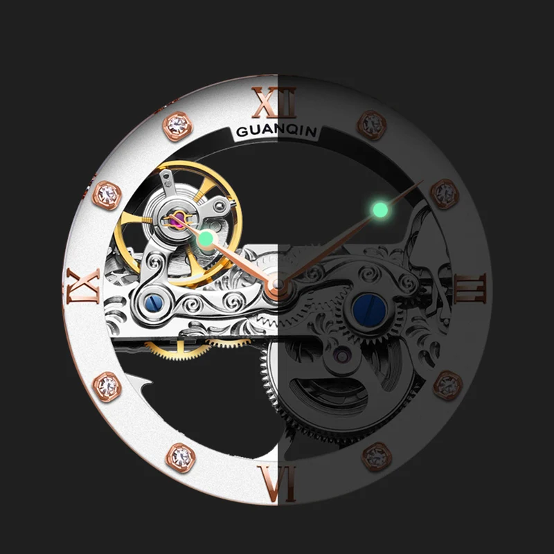 GUANQIN мужские часы механические с скелетом лучший бренд Роскошные автоматические