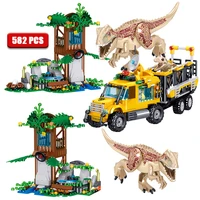 582pcs dinosaur transport vehicle building blocks assembly kit model construction diy toys for adult childrens gifts