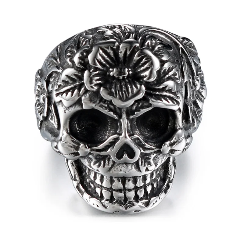 

Accessories trend flower skull alloy ring fashion personality ring for men