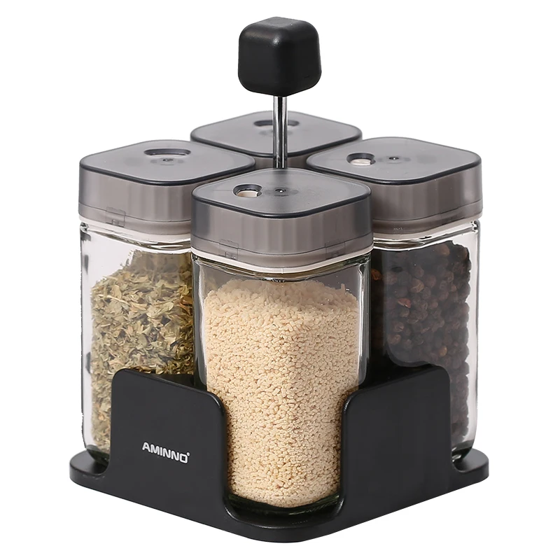 Набор из 4 емкостей для перца AMINNO 90 мл с поворотной крышкой|Шейкеры специй и перца|