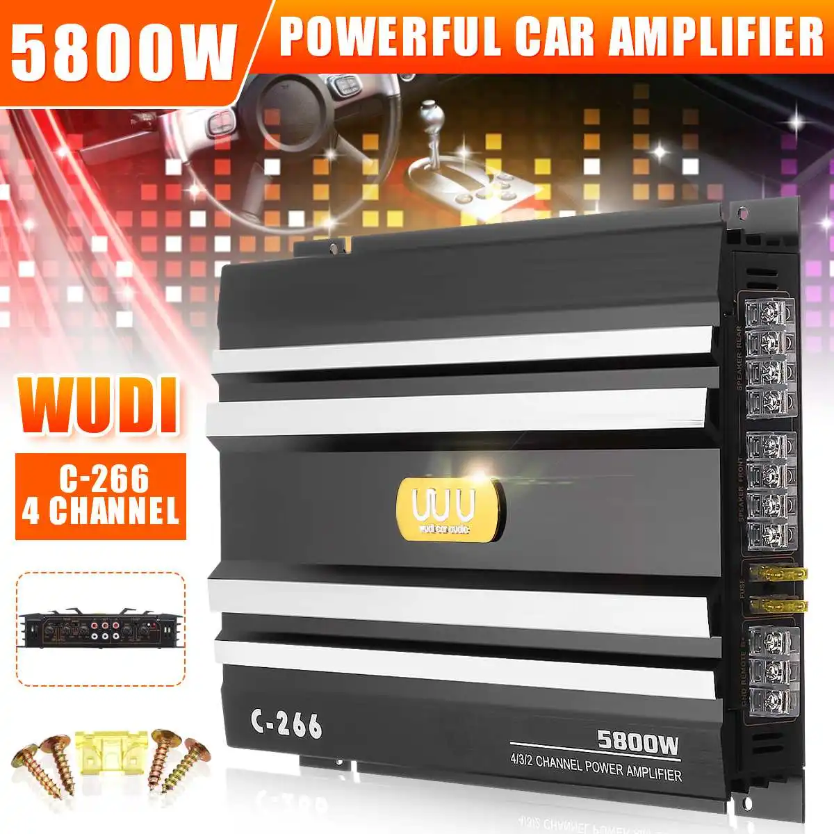 

5800W Car Audio Power Amplifier 4 Channel 12V Car HIFI Amplifer Auto Audio Amplifier Car Stereo Music Vehicle Power Stereo Amp