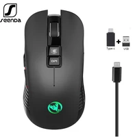 SeenDa Type-c 2 4G USB Rechargeable Wireless Mouse for Macbook Laptop 3600DPI Gaming Mouse for Gamer RGB Brearth Slient Mice
